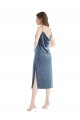 Midi Length Asymmetrical One Shoulder Velvet Slip Cocktail Dress