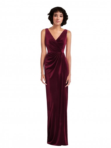 Draped Skirt Faux Wrap Velvet Cocktail Dress
