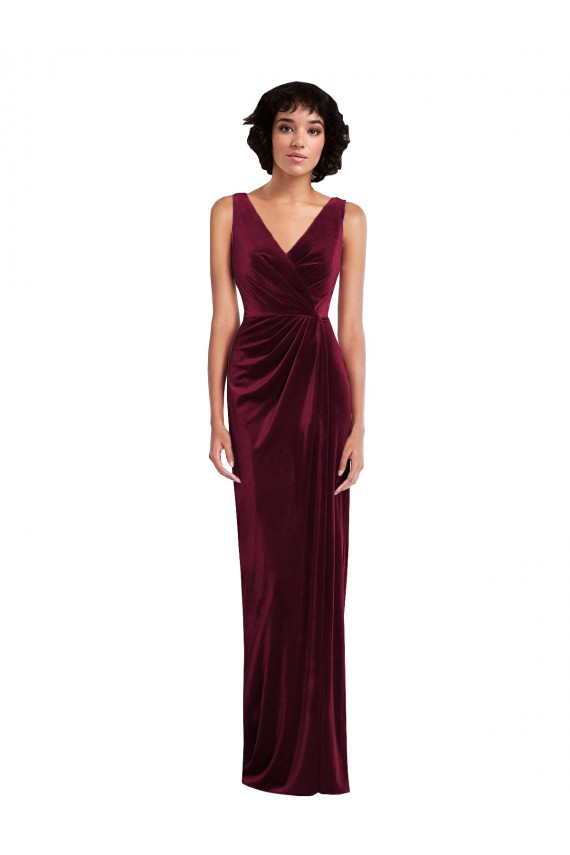 Draped Skirt Faux Wrap Velvet Cocktail Dress