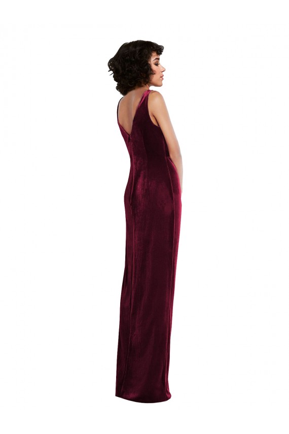 Draped Skirt Faux Wrap Velvet Cocktail Dress