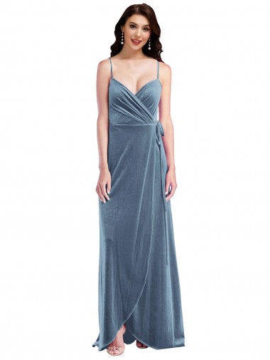 Velvet Wrap Cocktail Dress with Pockets
