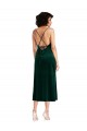 Midi Length Cowl Neck Velvet Short Slip Cocktail Dress