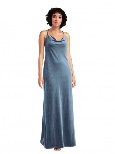 Cowl Neck Velvet Slip Cocktail Dress
