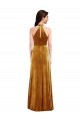 High-Neck Halter Velvet Cocktail Dress with Front Slit