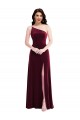 One Shoulder Spaghetti Strap Velvet Cocktail Dress with Pockets