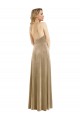 High Neck Halter Open Back Long Velvet Cocktail Dress with Pockets