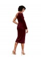 One Shoulder Fitted Short Midi Length Velvet Cocktail Dress