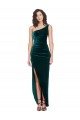 One Shoulder Velvet Front Wrap Cocktail Dress 