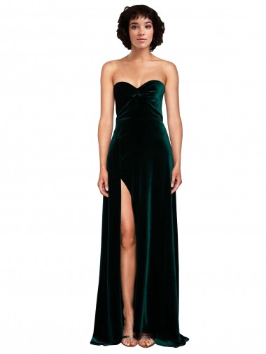 Sweetheart Fluid Velvet Cocktail Dress with High Split