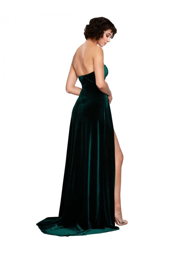 Sweetheart Fluid Velvet Cocktail Dress with High Split